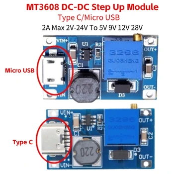  MT3608 DC-DC стъпка нагоре модул тласък конвертор зареждане съвет регулируемо напрежение захранване модул 2A макс 2V-24V до 5V 9V 12V 28V