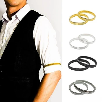 Multi цветове метална риза дълъг ръкав притежателя регулируема унисекс нехлъзгащ маншет модни гривни за лента стреч жартиери