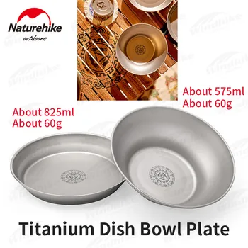 Naturehike x Dunhuang Joint 825ml/575ml Ultralight Titanium Bowl/Plate 65g Outdoor Tableware Travel Cooking Noodle Soup Bowl