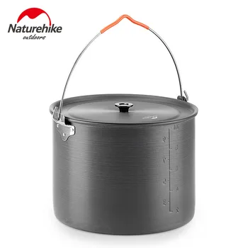 Naturehike алуминиева сплав 10L къмпинг пот с Хендел голям капацитет висящи пот открит прибори за готвене ултра-леки преносими