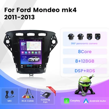 NEW Android 2Din Car Radio 8G + 128G За Ford Mondeo mk4 2011 2012 2013 Мултимедиен видео плейър Стерео GPS Auto Wireless Carplay