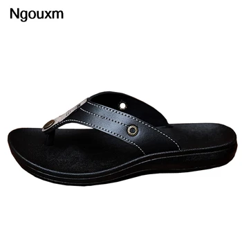 Ngouxm чехли мъже летен плаж открит джапанки ежедневни обувки мъжки плосък баня душ Pu чехъл