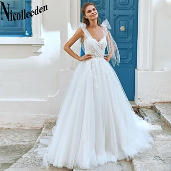 Nicolle Classic A-line сватбена рокля плюс размер жени скъпа цип дантела апликации булчински рокля Abito da Sposa персонализирани
