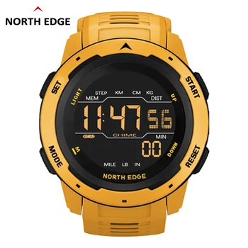 NORTH EDGE Мъжки цифров часовник Мъжки спортни часовници Двойно време крачкомер будилник водоустойчив 50M цифров часовник военен часовник