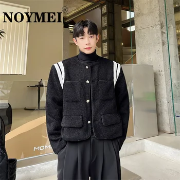 NOYMEI контрастен цвят късо яке еднореден 2024 есен ново вълнено палто мъже модерен корейски стил мъжко яке WA2990