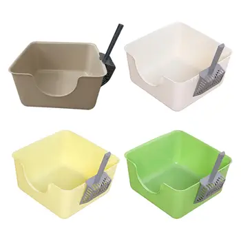 Open Top Pet Litter Tray with Scoop for Indoor Cats Здрава котешка тоалетна Cat Potty High Sided за малки средни котки Коте