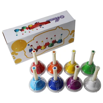 Orff Hand Percussion Toy Colorful Diatonic Musical Bells 8-Note Hand Percussion Bells for Baby Ранно музикално образование