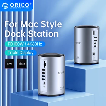 ORICO Докинг станция тип C за MacBook Pro Air M1 M2 USB 3.0 HUB 4K 60Hz HDMI-съвместим DP RJ45 PD100 SD / TF аудио адаптер