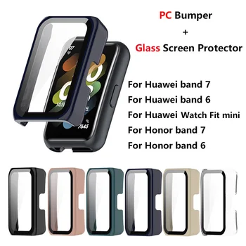 PC калъф стъклен екран протектор за Huawei Band 7 6 Huawei Watch Fit мини пълна защитна обвивка за чест лента 7 6