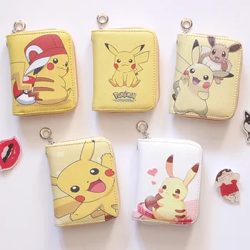 Pokemon съединител чанта Pikachu мини чанта сладък портфейл деца портмонета торбичка ключодържатели чанти Kawaii монета чанта жени на едро портмонета