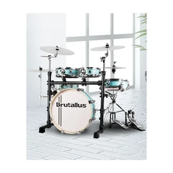 Portable Drum Set 5 Drums 3 Cymbals Mute Professional Drum Възрастни деца Начинаещи Практика Двустранен барабанен комплект