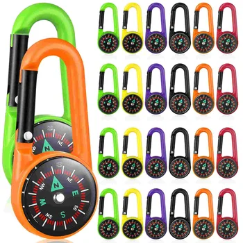 Portable Self Locking Clip-on Camping Compass Carabiners Compass Keychains Hiking Compass Carabiners