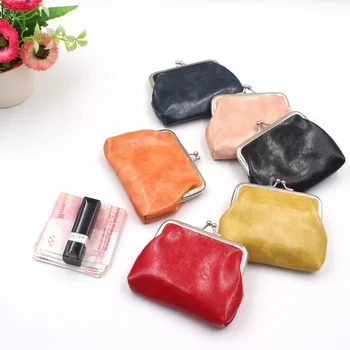PU восъчна кожа 4-инчова катарама многоцветна монета чанта дами къса ръка държи изящни малки чанти творчески монета чанта