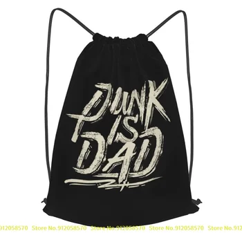 Punk Is Dad Fathers Day Drawstring Backpack School Creative Gym Tote Bag Riding Backpack Sports Bag