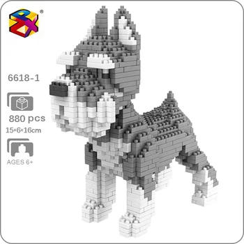 PZX 6618-1 животински свят стандарт шнауцер куче кученце домашен любимец кукла мини диамантени блокове тухли сграда играчка за деца подарък не кутия