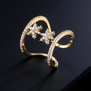 RAKOL Light Luxury Irregular Crystal Zircon Open Rings For Women Fashion Super Flash Показалеца пръстен партия Jewery