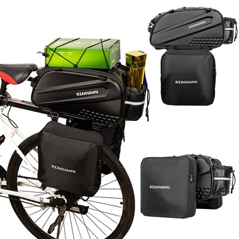 RZAHUAHU 3-в-1 велосипед багажник чанта водоустойчив велосипед задната седалка чанта с 2 странични висящи чанти колоездене товарен багаж чанта Pannier