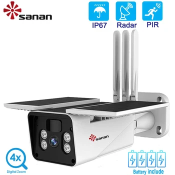 SANAN 1080P слънчева камера WiFi безжична външна цветна нощно виждане батерия за наблюдение IP камери PIR / радар откриване видеонаблюдение