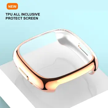 Screen протектор мека гума против шок броня прахоустойчив анти-капка галванично черупка за Fitbit Versa4 Watch Shell Cover Tpu