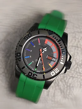 SEIKOMOD механичен часовник персонализиране цвят циферблат зелен часовник ръка 44MM еднопосочен керамичен панел гмуркане часовници за мъже