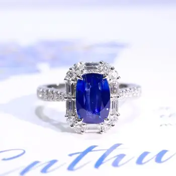 SFL2023 Сапфирен пръстен Real Pure 18K Шри Ланка Royal Blue Сапфир скъпоценни камъни 2.01ct диаманти камъни женски пръстени