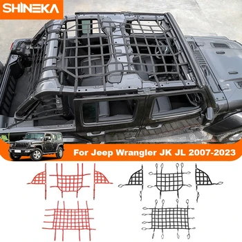 SHINEKA Car Trunk Roof Багаж Carrier Товарна кошница Trail Net За Jeep Wrangler JK 2007-2017 За Jeep Wrangler JL 2018-2023