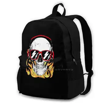 Skull Слушане на музика Мода Пътуване Лаптоп училище раница чанта череп главата мъжки човек огън музика Топ музика 2020 Ден на смъртта