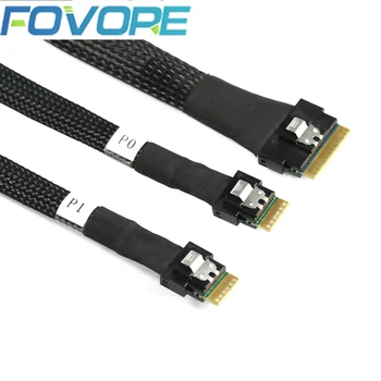 Slimline кабел PCI-E Ultraport SAS Slim 4.0 SFF-8654 8i 74pin към двоен SFF-8654 4i 38Pin кабел PCI-Express