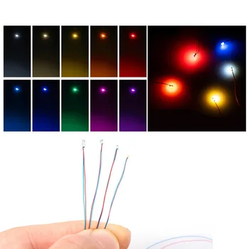 SMD LED предварително запоен чип, кабелен микро лиц, играчка за железопътен модел, проводници, миниатюрни сцени, 0402, 0603, 3V, 50Pcs