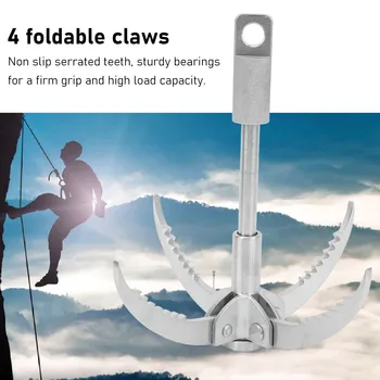 Survival Grappling Hook 4 Сгъваем нокът от неръждаема стомана Многофункционални назъбени зъби Силна носеща способност за скално катерене