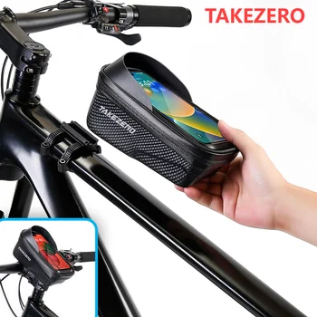 TAKEZERO чанта за велосипеди 1L мотоциклет рамка предна тръба колоездене чанта водоустойчив телефон случай притежателя 6.8 инча телефон велосипеди