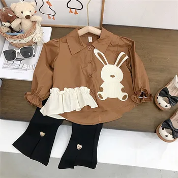 Teen Casual Girls Clothing Kids 2Pcs Outfits Sweatshirt + Flared Pants for 1-10Years Toddler Fall Winter Suits
