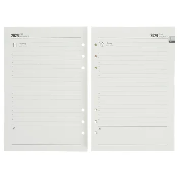 The Notebook 2024 English Agenda inside Page A5 Loose-leaf Notepad Planner White Daily Travel