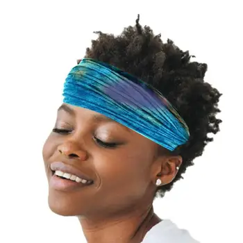 Tie Dye Head Wrap Non-Slip Wide Headbands For Women Tie Dye Fabric Turban Head Wraps Wide Hair Scarf African Women's Headscarf