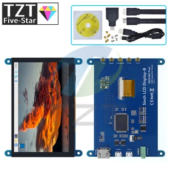 TZT 5 инчов преносим монитор HDMI 800 x 480 капацитивен сензорен LCD дисплей за Raspberry Pi 4 3B + / PC / Banana Pi / ESP32
