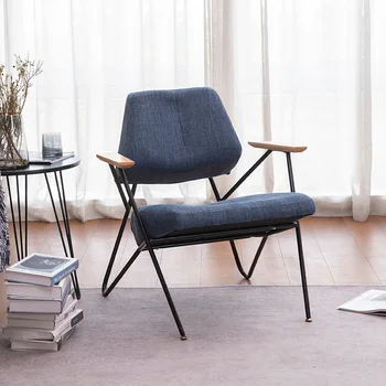 Vanity Chair Nordic Furniture Leisure Living Fabric Диван Спалня Балкон Единичен стол за свободното време Iron Lazy Sofa Chair Pulitze