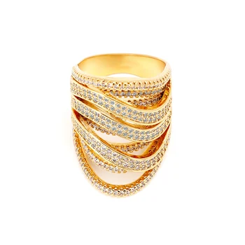 VAROLE многослоен кристален пръстен геометричен златен цвят пръстени за жени модни бижута аксесоари Anillos Mujer