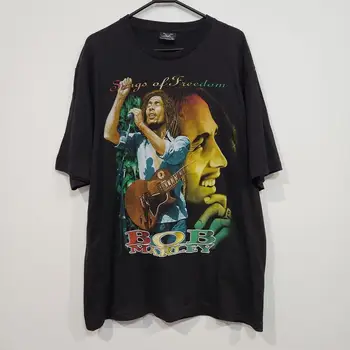 Vintage Bob Marley Черна графична мъжка тениска размер XL музика реге къс ръкав