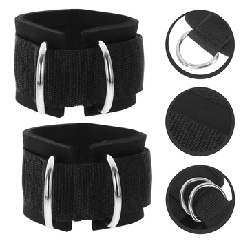 VORCOOL Ремъци за глезена Подплатени D-ring глезена маншети за фитнес тренировки кабелни машини Упражнения за крака с чанта за носене (черен)