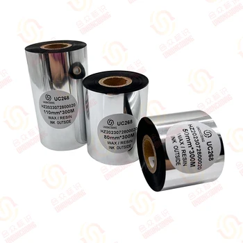 Wax / SyntheticResin принтер ленти 110X300m 40mm 50 60 70 80 90 100 Semigloss хартия етикет термотрансферна лента лента