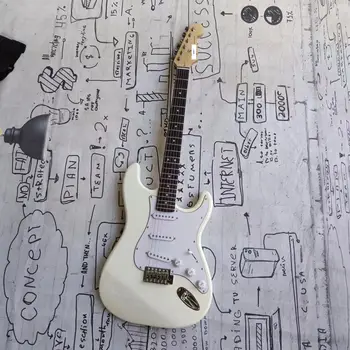 White ST електрическа китара, пикап от висок клас, джойстик, гриф от палисандрово дърво, супер стойност, физическо заснемане