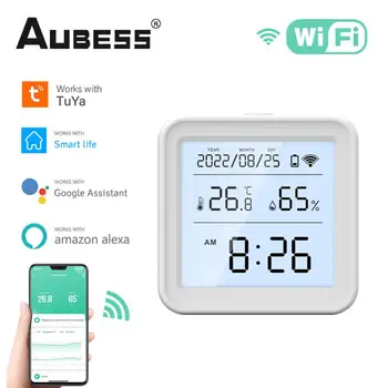 WiFi сензор за температура и влажност Alexa Google Assistant Tuya Wifi LCD дисплей Интелигентен живот Интелигентен домашен асистент