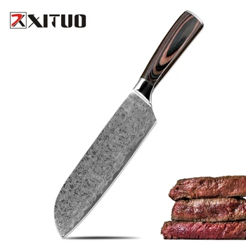 XITUO 7 инчов Filleting сьомга нарязване полезност нож японски готвач незалепващо полезност зеленчуков инструмент Pakka дървена дръжка нов