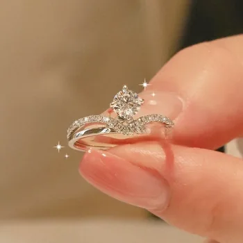 XSLJIAMEI S925 Сребро 0.5ct D цвят Корона Мосан камък диамантен пръстен Дамски сватбен годежен подарък за бижута
