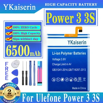 YKaiserin Power 3 3S 6500mAh Батерия за Ulefone Power3 Power3s Мощност 3s Батерии Батерия + Track Code
