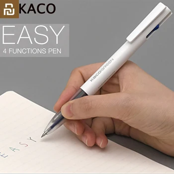 Youpin KACO 4 In 1 Easy 4 FUNTIONS PEN Многофункционални писалки 0.5mm Черно Синьо Червено Зелено Пълнител гел писалка за офис студент