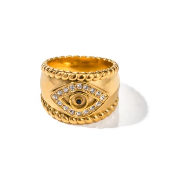 Youthway Луксозен кубичен цирконий турски дявол око пръстен за жени метална текстура модерен бижута Bijoux Femme парти подарък