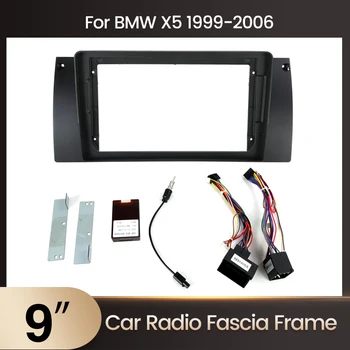 Автомобилна радио фасция за BMW Серия 5 E53 E39 панел плоча рамка тире монтаж монтаж панел комплект с 16 пинов захранващ кабел