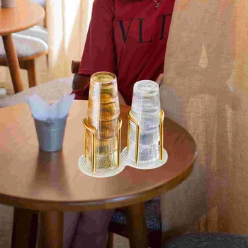 Акрил с държач за чаши от сплав Кафе станция Стойка за хартиена чаша за пластмасови чаши за съхранение Организатор на млечен чай Офис чаша за еднократна употреба