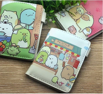 Аниме Sumikkogurashi лого Snap портфейл Момчета момичета бутик цветен печат къс портфейл нови карти чантата